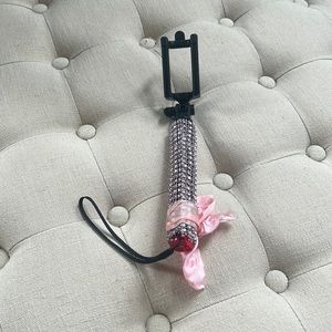 Pink rhinestone selfie stick